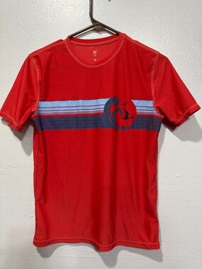 Gap Kids athletic Shirt Red Ocean Waves Print Rashguard Top Size XXL (14-16)